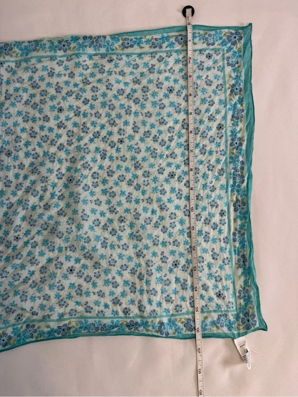Vintage GAP Made in Italy Cotton Scarf Bandana Blue Floral w Rhinestone/Sparkle